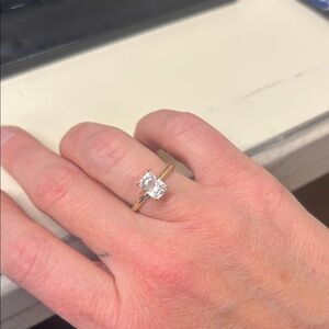 Elegant  solid 14k yellow Gold Women's Ring- emerald cut